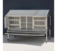 Metal Chicken Coop, Outdoor Rabbit Hutch with Wheels and Funnel Tray, Chew Proof Guinea Pig Cage for Small Animal Poultry(150 * 70 * 110cm)