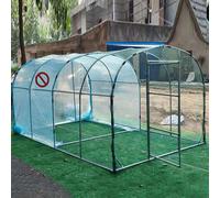 Metal Chicken Coop Walk-in Large Space Design with Wire Mesh Roof Reinforced Support for Outdoor Farm Use Easy to Assemble (200 x 500 x 200 CM)