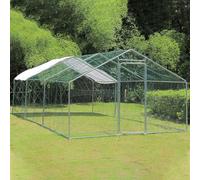 Metal Chicken Coop, Walk-in Poultry Cage with Waterproof Cover, Bunny Habitat for Outdoor Backyard Farm Lawn Patio Entrance(600 * 300 * 200CM)