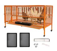 Metal Chicken Coop with Wheels & Feeder - Galvanized Steel Portable Poultry Cage for Indoor/Outdoor Use, Bunny Hutch, Duck House, and Small Animals (Orange,100 * 60 * 73cm)