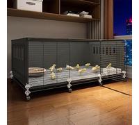 Metal Chicken Coop With Wheels, Indoor DIY Detachable Poultry Habitat Cage for Bunny Rabbit Cat Hutch