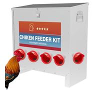Metal Chicken Feeder with Locking Lid, 85-120 lb Large Capacity Galvanized Chicken Feeders, No Waste Cleaning Design, Rainproof Poultry Feeders for Chickens, Ducks, Turkeys (6 Port)