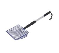 Metal Chicken Litter Scoop, Long Flexible Handle with Long Litter of Chicken Scoop Telescopic Handle Push Fixed Loop Lock for the Farm (Blue)