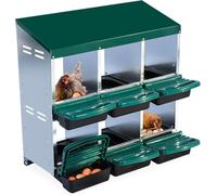 Metal Chicken Nesting Box - 6 Compartment Hen Laying Boxes with Lockable Lid for Ducks and Poultry Egg Collection