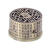 Metal Chinese Incense Burner with Heart Sutra Round Plate Design for Meditation, Tea Room, Desk Decoration