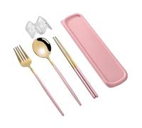 Metal Chopsticks Flatware Kit Korean Style -proof Stainless Steel Chopsticks Fork Spoon Dinner Set for Daily Use Travel Utensils Set Chop Sticks Pack Reusable