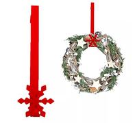 Metal Christmas Decoration Set, Snowflake Over Door Hanger and Wreath, RED