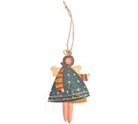 Metal Christmas Ornament Pendant Featuring Hanging Iron Angel Girl Design for Tree or Home Decoration and Lightweight (Blue)