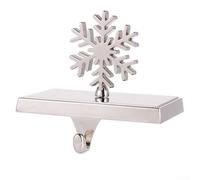 Metal Christmas Stocking Hooks with Silver Plated Finish for Mantel Shelf, Four Festive Patterns Including Moose and Snowman for Seasonal Hanging Use (Snowflake)