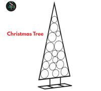 vidaXL Metal Christmas Tree: Outdoor Xmas Decoration Option- Black Powder-Coated Steel, Space-Saving Design, DIY Decor, For Sheltered Areas