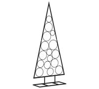 vidaXL Metal Christmas Tree: Outdoor Xmas Decoration Option- Black Powder-Coated Steel, Space-Saving Design, DIY Decor, For Sheltered Areas