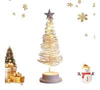 Metal Christmas Tree with Lights, Mini Artificial Christmas Tree, Battery-Operated Christmas Tree Night Light, Christmas Decorations for Home or Business (B)