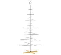 vidaXL Metal Christmas Tree Outdoor Artificial Black - Powder-Coated Steel, Solid Pine Wood - 180 cm Height, 90 x 90 cm Width - Disassemble for Space-Saving Storage