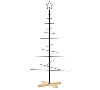 vidaXL Metal Christmas Tree with Wooden Base Black 120 cm