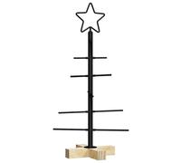 Metal Christmas Tree with Wooden Base Artificial Xmas Tree Decor Black vidaXL