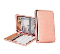 Metal Cigarette Case 84 mm 3.34 inch for King Size 14pcs Capacity,RFID Credit Card Protector (Triangle Pink, King Size 14pcs)