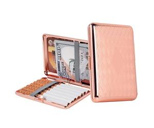 Metal Cigarette Case 84 mm 3.34 inch for King Size 14pcs Capacity,RFID Credit Card Protector (Triangle Pink, King Size 14pcs)