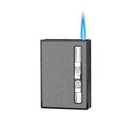 Metal Cigarette Case - Cigarette Box 2-in-1 Lighter, Cigarettes Case with Built-in Lighter, Refillable Butane Jet Torch Lighters, Automatic Pop-up, Portable Lighters Cases(Black)