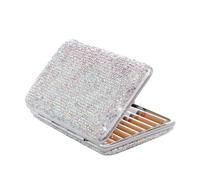Metal Cigarette Case - Cigarette Box, Metal Cigarette Case For Men And Women, With Double-Sided Spring Closure And Sparkling Crystals, Ideal As A Gift For Smokers(White)