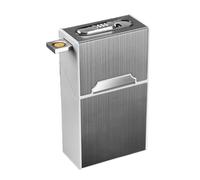 Metal Cigarette Case - Cigarette Box with Lighter, Built In USB Lighters, Cigarette Pack 10-20 Capacity, Rechargeable Electric Lighter, Windproof Flameless(Black)