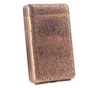 Metal Cigarette Case,Retro European 3-Sided Carving Cigaret Box,Tri Fold Design Peaky Blinders Cigarette Box for Hold 14 84mm Cigarettes,Unique Birthday Christmas Gifts for Women Men,Copper