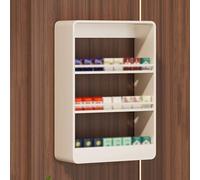 Metal Cigarette Display Stand with Open Storage, Wall Mounted Retail Cigarette Case Rack with Guardrail Design for Convenience Stores, Department Stores, Tobacco and Alcohol Stores
