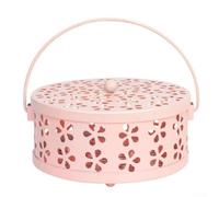 Metal Citronella Incense Coil Holder 14cm Portable(Pink)