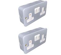 Metal Clad 13A Switched Socket 2 Gang Garage Double Outlet (2)