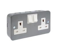 Metal Clad Switch Socket 2 Gang 13A