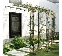 Metal Climbing Plant Arch - Indoor Outdoor Pergola for Garden Lawn Easy Assembly Trellis Column (Black 180W x 240H cm) - Perfect for Vines & Roses