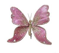 Metal Clip Butterfly Ornaments for Christmas Tree Decorations, Lightweight Cloth Butterflies for Wreaths, Garlands, and Festive Seasonal Use (Dark Pink)