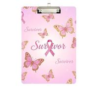 Metal Clip for clipboard Breast Cancers Survivor Butterfly Pink Transparent for Personalized clipboards Teachers Size 9 x 12 5 Tabla para escribir