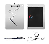 Metal Clipboard Magnetic with Pen Attached Stainless Steel Board with Low Profile Aluminum Document Holder Letter Size Clipboards Hardboard Pen Leash Magnetic Clipboard for Refrigerator Industry