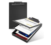 Metal Clipboard with Storage, Letter Size Heavy Duty Aluminum Clipboards, Dual Storage Binder Form Holder with High Capacity Clip for Teacher, Nurse, Police, School & Office Supplies - Frosted Black