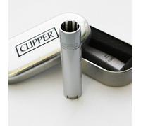 Metal Clipper Genuine Flint Lighter Chrome Finish Pretty Gift Case Refillable Gas