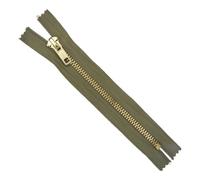 Metal Closed End Zips Brass 18cm 7 Inch Trouser Heavy Duty Buy 1 Or 2 732D, Olive Khaki Green, 2