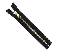 Metal Closed End Zips Brass 20cm 8 Inch Trouser Heavy Duty Buy 1 Or 2 732D, Black Jet, 1