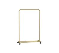 Metal Clothes Rack with Storage Shelf on Wheels, Gold