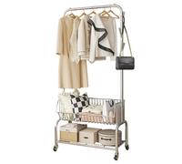 Metal Clothes Rack with Wheels, Minimalist Design, Max Load 80kg, Sturdy Hangers for Bedroom or Hallway, 60/90CMx30CMx165CM, Stylish Garment Stand for Home nization