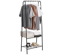 Metal Clothes Rail Hanging Rack Garment Display Stand Storage Shelf Small Clothes Rail Rack with Shelves Coat Rack Organiser Clothes Stand and Rack with Garment Rail for Home Hallway Bedroom Black
