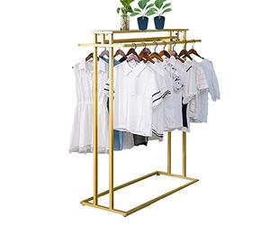 Metal Clothing Rack Double Hanging Rod Retail Display Stand Portable Floor Garment Shelving Unit for Boutique Store Commercial Clothing Shop Display Solution