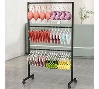 Metal Clothing Rack for Retail Store MultiLevel 3Tier Garment Organizer with Wheels Perfect for Lingerie Shorts Bras Ideal for Bedroom or Boutique Display.