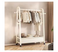 Metal Clothing Rack with Wheels Portable Garment Hanger 120cm/47.2in White Wardrobe for Bedroom & Laundry Room