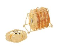 Metal Coasters Set, Dishwasher Safe, Exquisite Zinc Alloy Decorative Coasters with Rack Gold for Home for Party