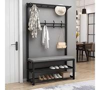 Metal Coat Rack Hall Tree with Shoe Storage Bench for Entryway and Living Room, Easy Assembly, Versatile Design, Space-Saving Solution for Hallway,