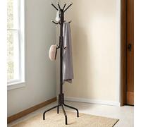 Metal Coat Rack with 12 Hooks, Brown