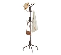 SONGMICS Coat Stand, Metal Coat Rack with 12 Hooks, 4 Legs, Hang Coats, Jackets, Hats, Bags, for Hallway Bedroom Office, Brown RCR031Z01