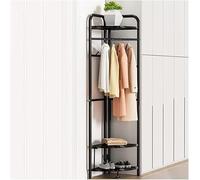 Metal Coat Rack with 4 Hooks Freestanding Entryway nizer with Shelves and Metal Basket Black Stylish Storage Solution for Home and Office