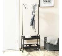 HOMCOM Metal Clothes Rack with Shoe Stand, Clothing Rail on Wheels