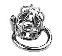 Metal Cock Cage Male Stainless Steel Chastity Cage Training Belt Penis Lock Removable Screws Spike Ring BDSM Sex Toys for Men White 40Mm